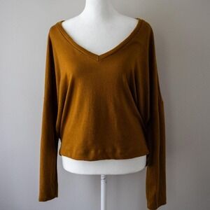Slouchy Anthropologie Long Sleeve V-Neck Top